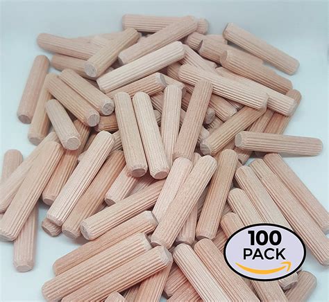 100 Pack 38 X 2 Wooden Dowel Pins Wood Kiln Dried Fluted And Beveled