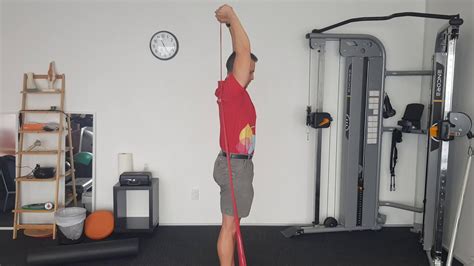 Standing Theraband Overhead Tricep Extension Youtube