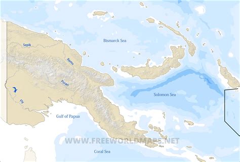 Papua New Guinea Physical Map