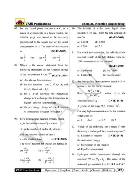 Solution Gate Chemical Reaction Engineering Previous Year Questions