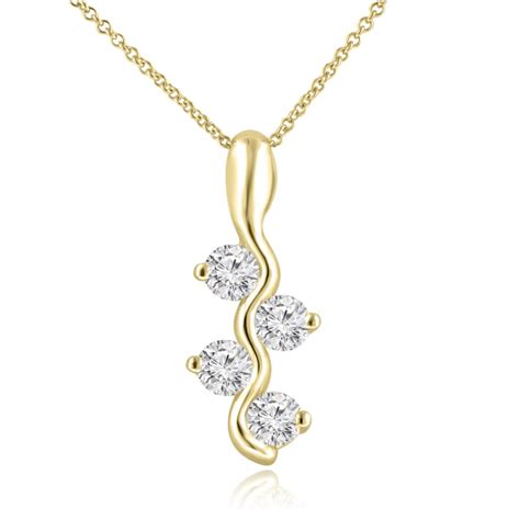 0 65 Ct Ladies Round Cut Diamond Pendant Necklace In 14 Kt Yellow Gold