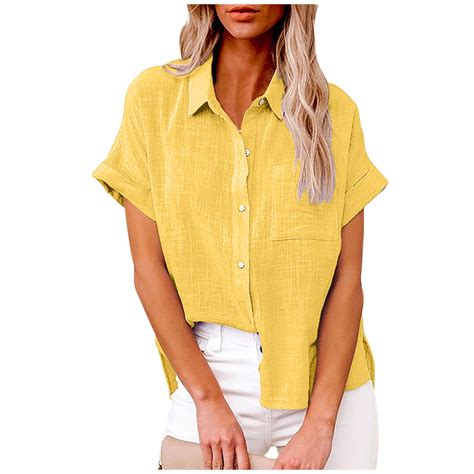 AOOCHASLIY Independence Day Women Solid Shirt Short Sleeve Work Tops