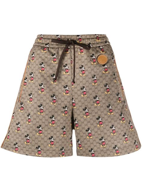 Gucci X Disney Mickey Mouse Print Shorts in Brown | Lyst