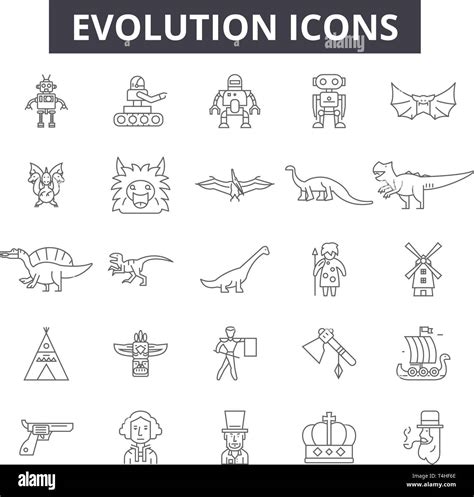 Evolution Line Icons Signs Set Vector Evolution Outline Concept