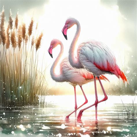 Premium Photo Vector Pink Flamingos