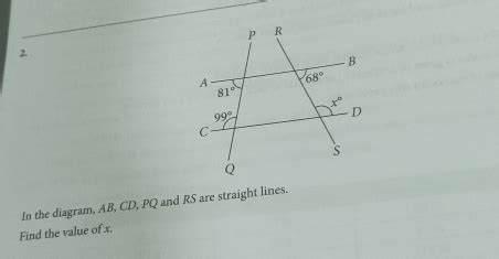 Solved In The Diagram Ab Cd Pq And Rs Are Straight Lines Find