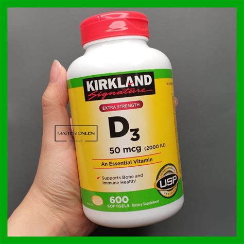 Kirkland Vitamin D3 Extra Strength 2000 Iu 600 Softgels USA