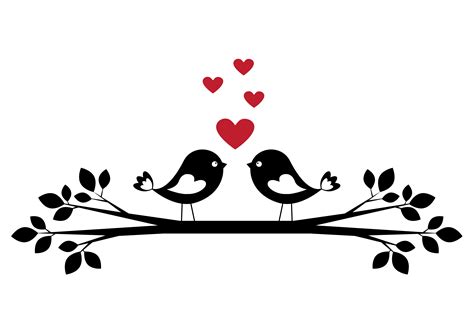 Silhouette Cute Birds In Love Vector Art At Vecteezy