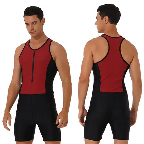 Pakaian Renang Pria Tanpa Lengan Baju Renang Triathlon Wetsuit Bodysuit