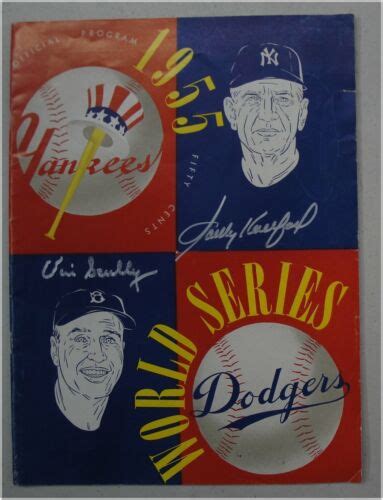 Vin Scully Sandy Koufax Signed Auto Original 1955 World Series Program