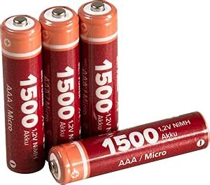 MC POWER Lot De 4 Piles AAA Rechargeables NiMh 1 2 V 1500 Micro