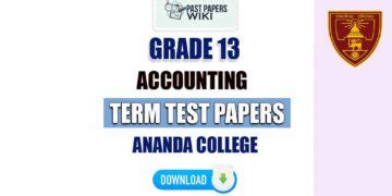 Ananda College Grade 13 Accounting Term Test Papers