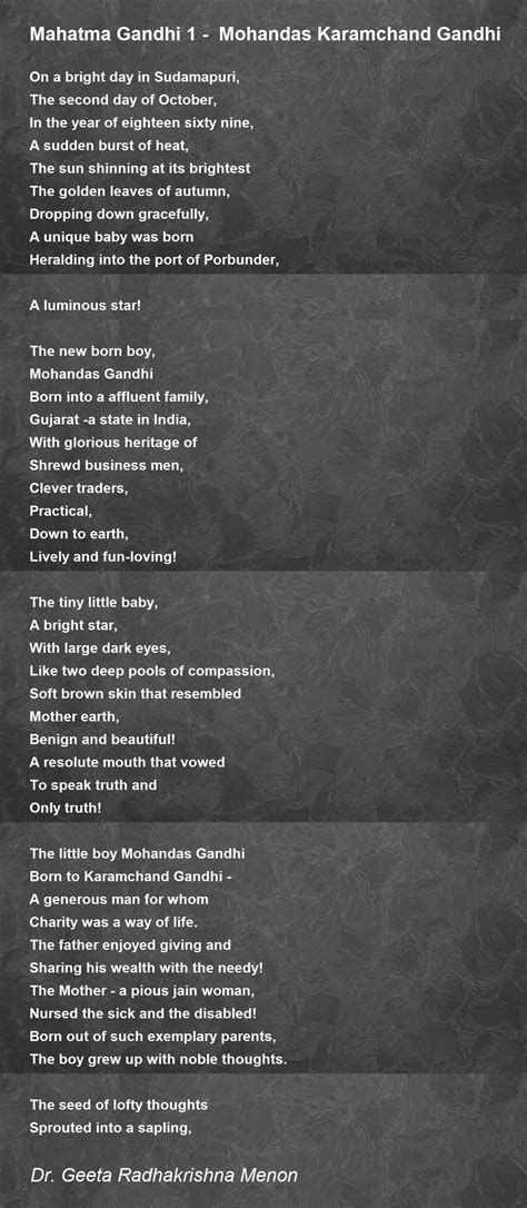 Mahatma Gandhi 1 - Mohandas Karamchand Gandhi Poem by Geeta ...