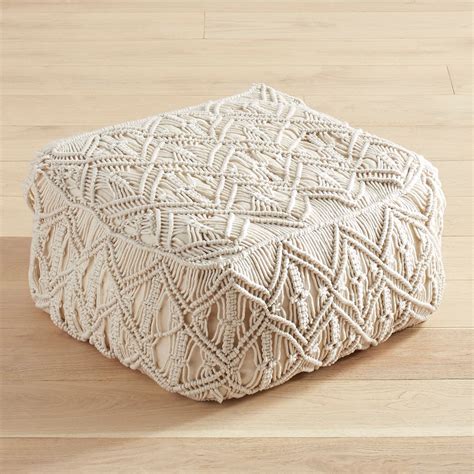 Ivory Macrame Pouf Boho Cushions Macrame Design Macrame