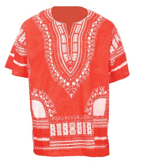 Plus Size Red And White Traditional African Dashiki Shirt