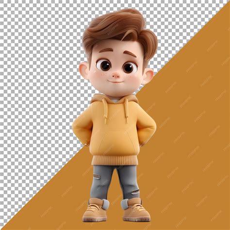 Premium Psd 3d Rendering Of A Toddler Boy Standing And Smiling On