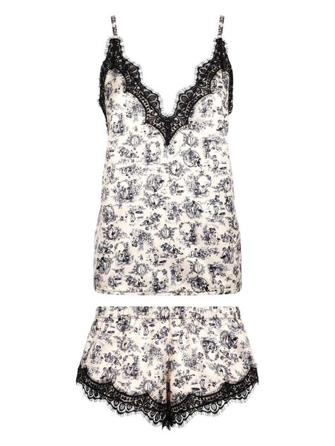 Ann Summers Womens Lace Trim Voyeur Print Pyjama Set Uk 12 14 Ebay