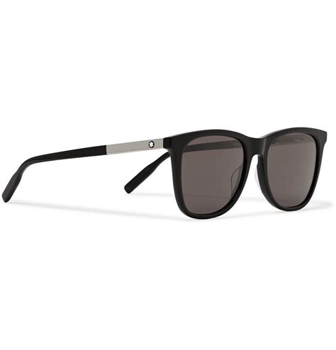 Montblanc Square Frame Acetate And Silver Tone Sunglasses Black