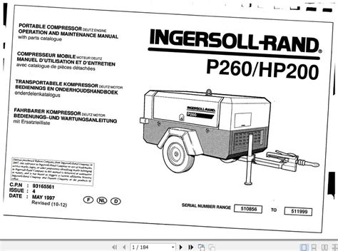 Ingersoll Rand Portable Compressor HP220 Operation And Maintenance