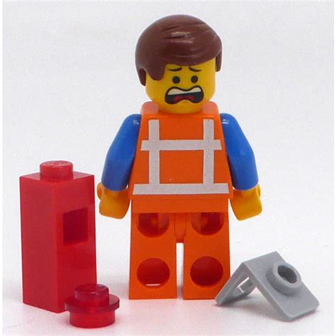 LEGO Emmet Lopsided Closed Mouth Smile And Plate On Leg Minifigure