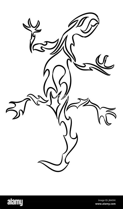 Abstract Line Drawing Of A Lizard Using As Tattoo Stock Vector Image