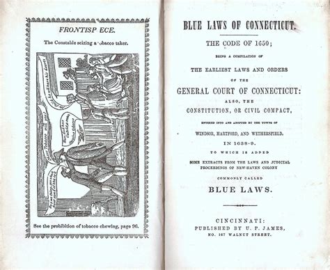 Blue Laws Of Connecticut The Code Of 1650 Being A Compilation Of The