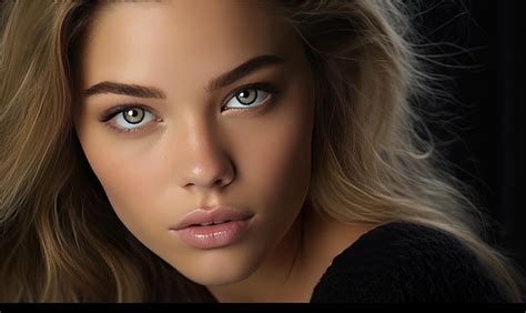 Premium AI Image | The model's striking eyes locked onto the camera as she cast a smoldering ...