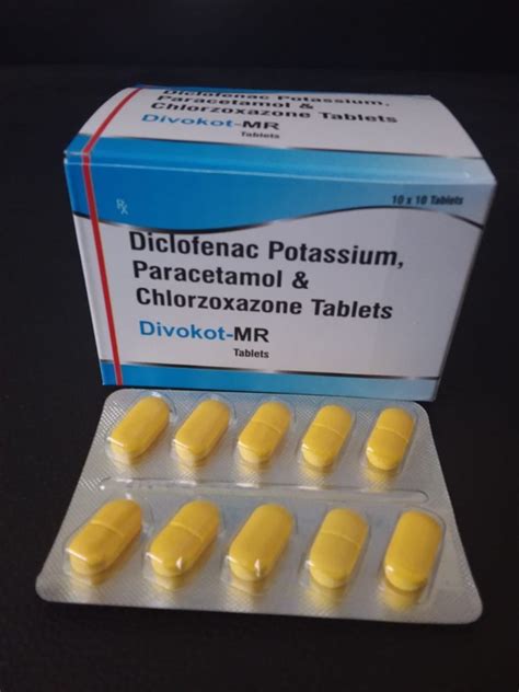 Divokot Mr Diclofenac Potassium Paracetamol And Chlorzoxazone Tablets