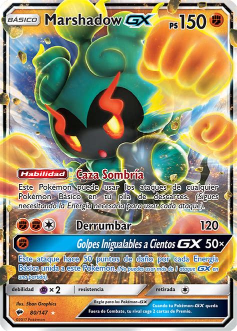 Marshadow GX 080 160 Sol y Luna Sombras Ardientes Pokémon Paraíso