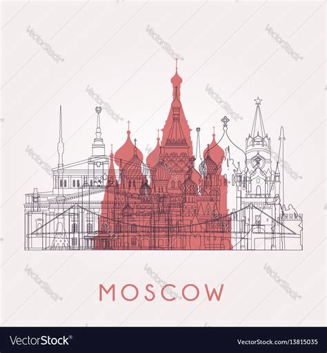 Outline Moscow Skyline With Landmarks Royalty Free Vector