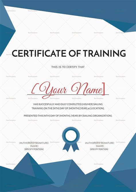 Template For Training Certificate Sarseh