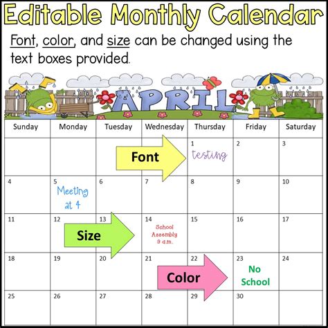 Editable Monthly Calendar - Made By Teachers