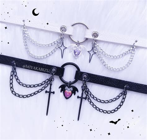 Pastel Goth Cute Choker Gothic Black Pink Collar Yami Kawaii Choker