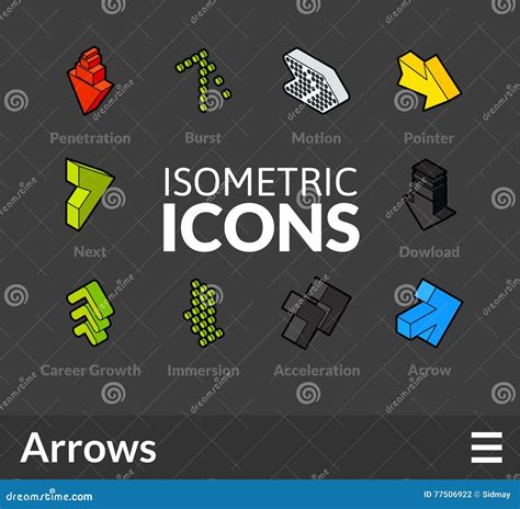 Isometric Outline Icons Set 47 Stock Vector Illustration Of Circle