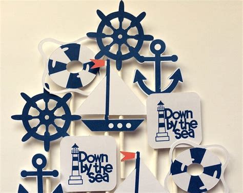 Nautical Cupcake Toppers Nautical Cake Topper Sea Cupcake Topper