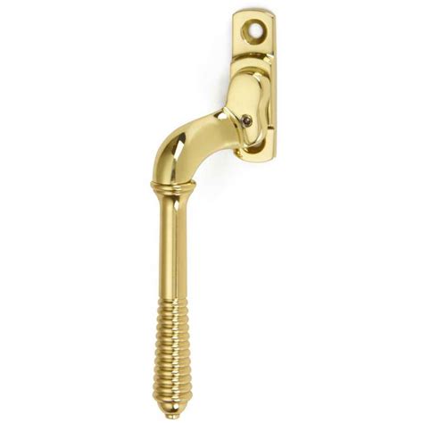 Reeded 6440l Locking Espagnolette Handle Lh Polished Brass Unlacquered Broughtons Lighting