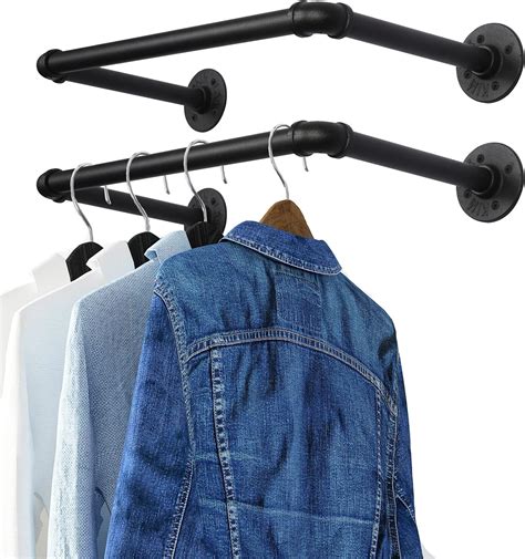 Oropy Industrial Pipe Clothes Rack Set Of Heavy Duty Wall