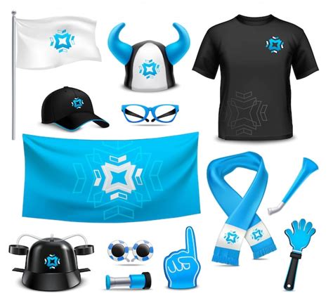 Sport Club Fans Accesorios Realista Set Vector Gratis