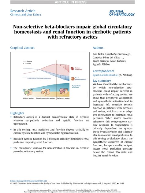 Pdf Non Selective Beta Blockers Impair Global Circulatory Homeostasis