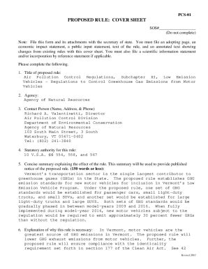 Fillable Online Ghg Proposed Rule Cover Sheet Doc Fax Email Print