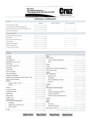 Fillable Online SCHEDULE C WORKSHEET Fax Email Print PdfFiller