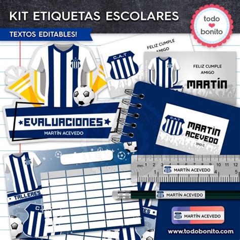 Fútbol Talleres Kit imprimible etiquetas escolares en 2020 Etiqueta