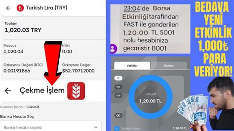 TEK İŞLEMDE 52 1020 PARA KAZANDIRAN ETKİNLİK İnternetten para