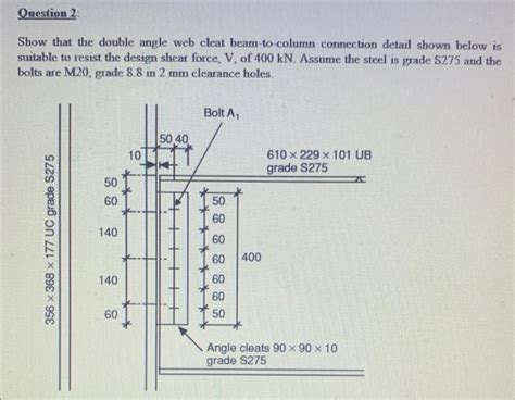 Solved Show That The Double Angle Web Cleat Beam To Column Chegg