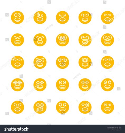 Yellow Emoticon Emoji Circle Face Set Stock Vector (Royalty Free ...