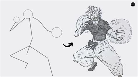 How To Draw Gojo Satoru Full Body Out Of Stick Man Easy Step By Step