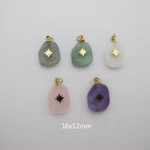 5 Pcs Pendentif Acier Inoxydable Perles Bleues