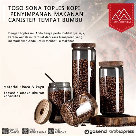 Jual TOSO SONA TOPLES KOPI PENYIMPANAN MAKANAN CANISTER TEMPAT BUMBU