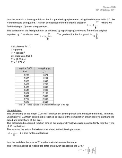 Outrageous Simple Pendulum Lab Report Example What Is Non Standard ...