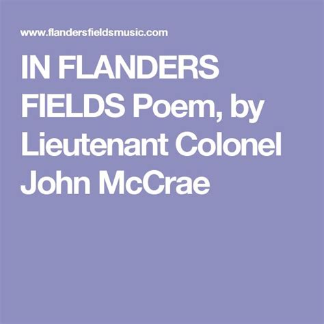 In Flanders Fields Poem By Lieutenant Colonel John Mccrae Flanders